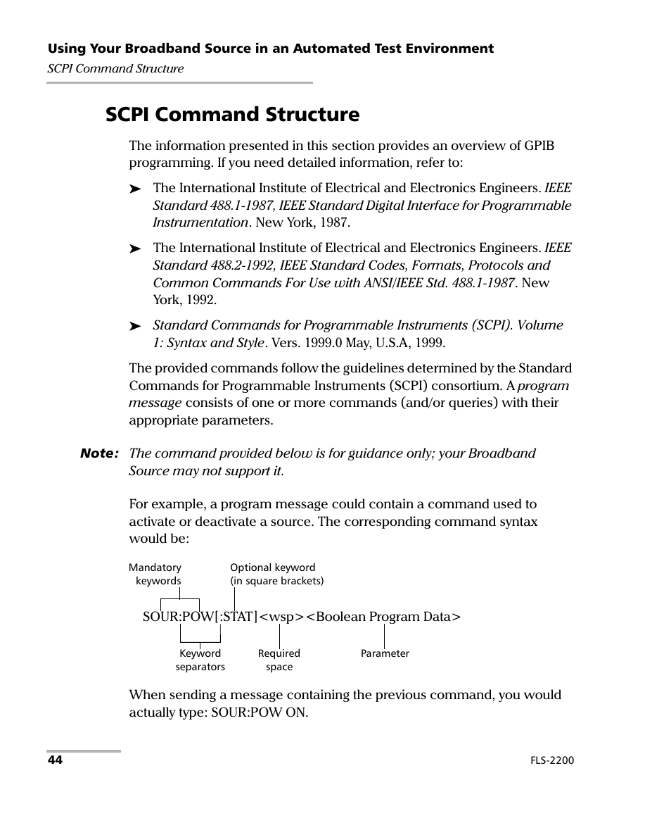 Scpi command structure | EXFO FLS-2200 Broadband Source User Manual | Page 52 / 183