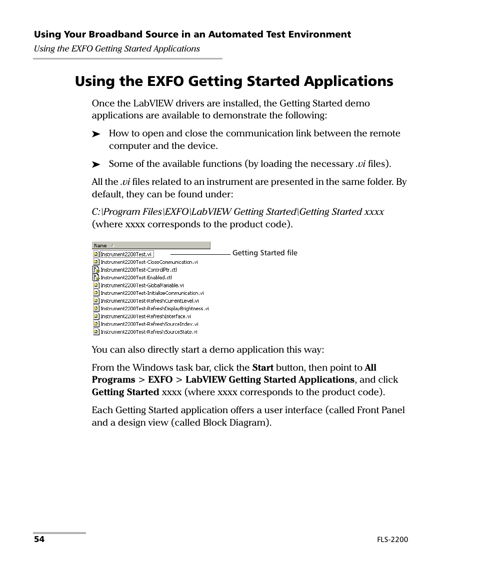 Using the exfo getting started applications | EXFO FLS-2200 Broadband Source User Manual | Page 62 / 183