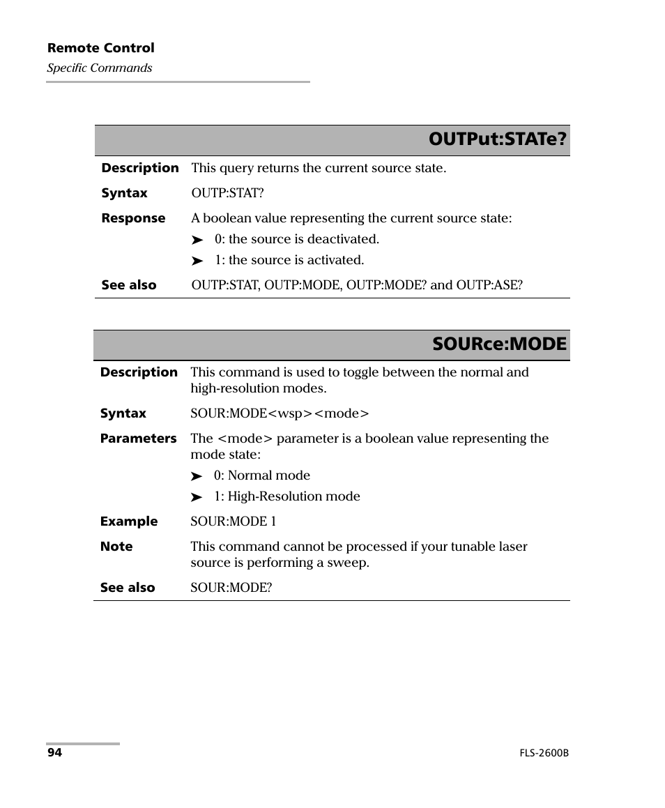 Output:state, Source:mode | EXFO FLS-2600B Tunable Laser Source User Manual | Page 102 / 157