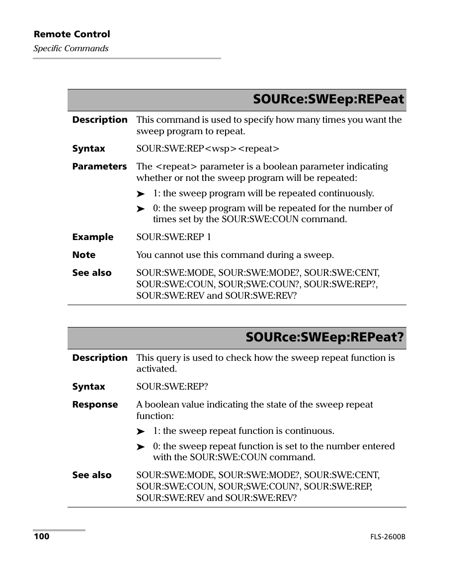 Source:sweep:repeat | EXFO FLS-2600B Tunable Laser Source User Manual | Page 108 / 157