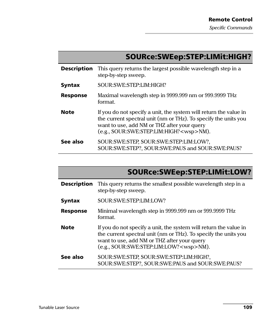 Source:sweep:step:limit:high, Source:sweep:step:limit:low | EXFO FLS-2600B Tunable Laser Source User Manual | Page 117 / 157