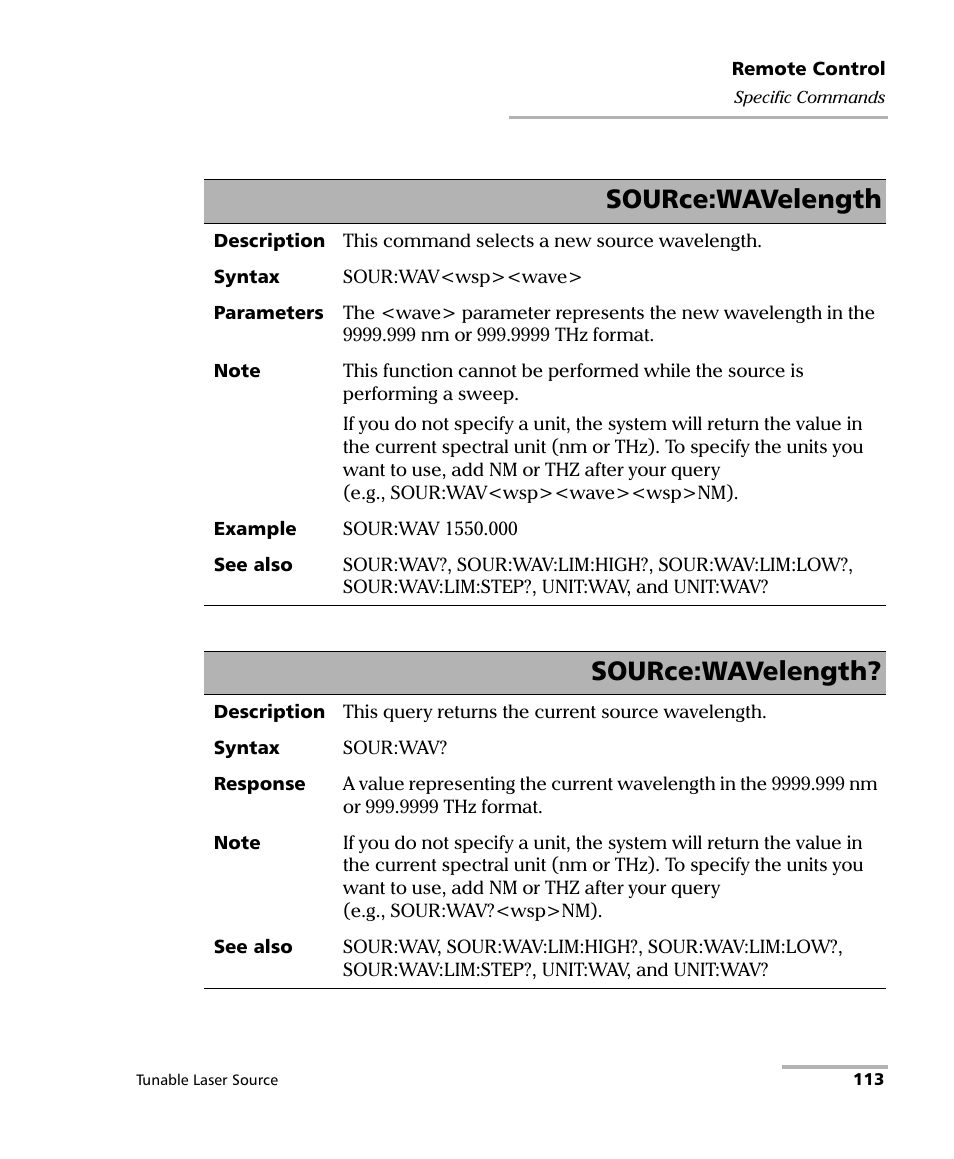 Source:wavelength | EXFO FLS-2600B Tunable Laser Source User Manual | Page 121 / 157