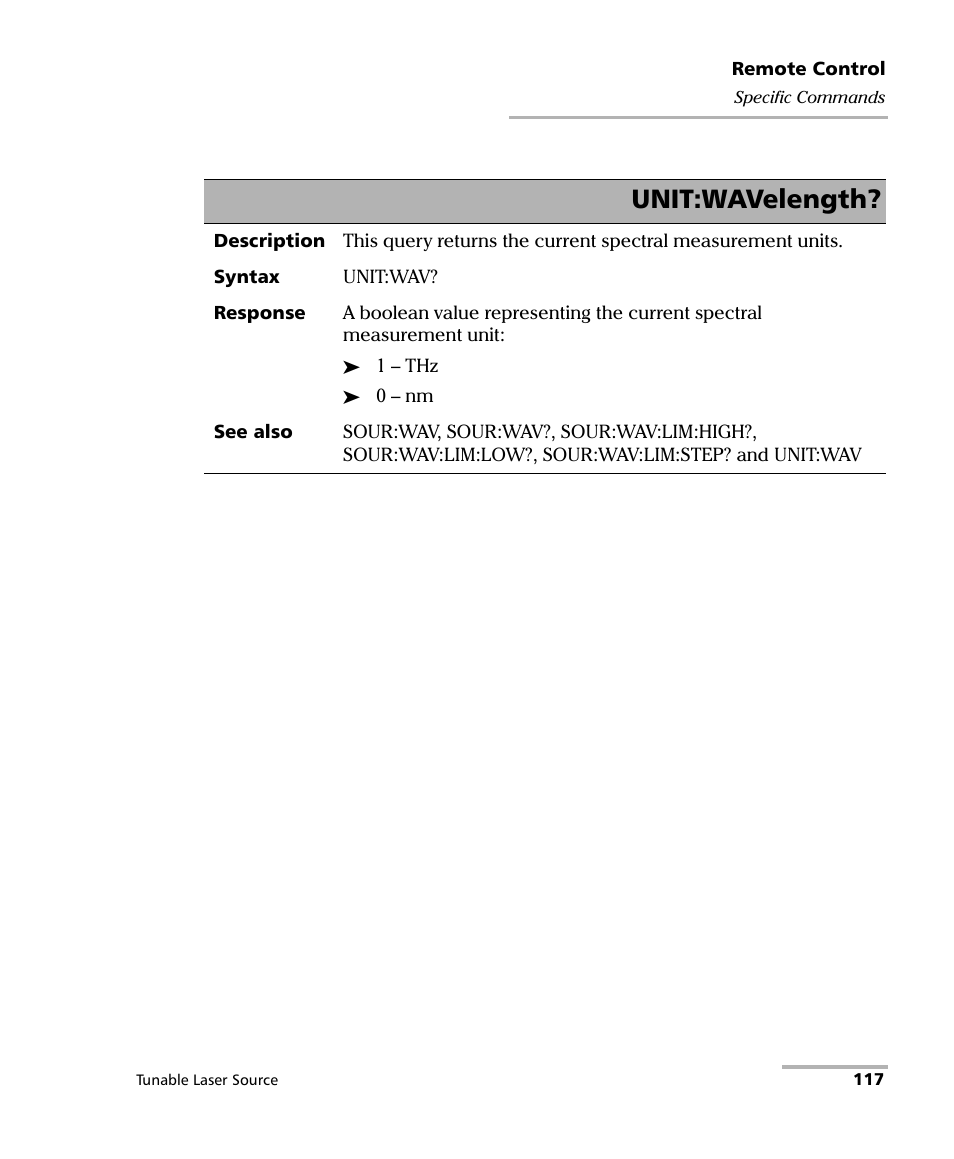 Unit:wavelength | EXFO FLS-2600B Tunable Laser Source User Manual | Page 125 / 157