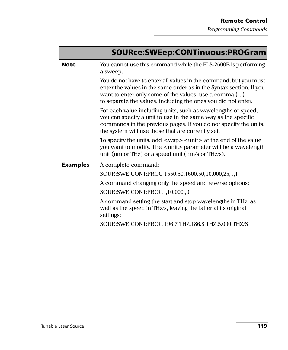 Source:sweep:continuous:program | EXFO FLS-2600B Tunable Laser Source User Manual | Page 127 / 157