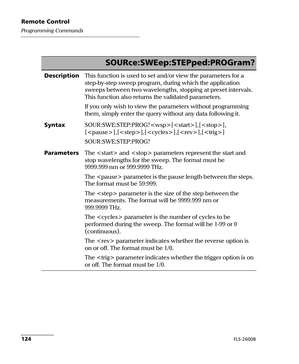 Source:sweep:stepped:program | EXFO FLS-2600B Tunable Laser Source User Manual | Page 132 / 157