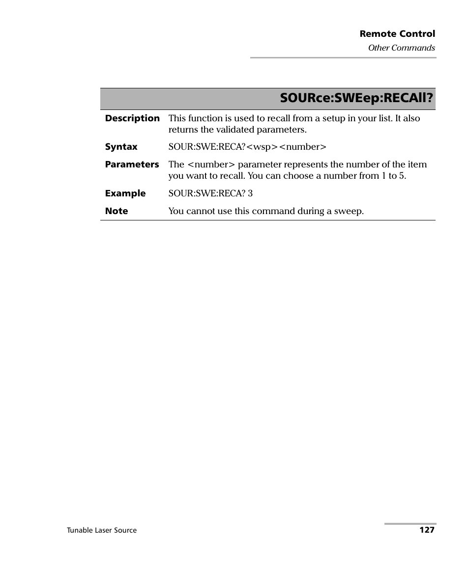 Source:sweep:recall | EXFO FLS-2600B Tunable Laser Source User Manual | Page 135 / 157