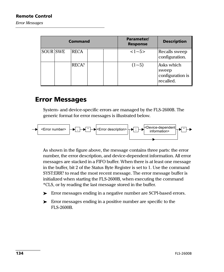 Error messages | EXFO FLS-2600B Tunable Laser Source User Manual | Page 142 / 157