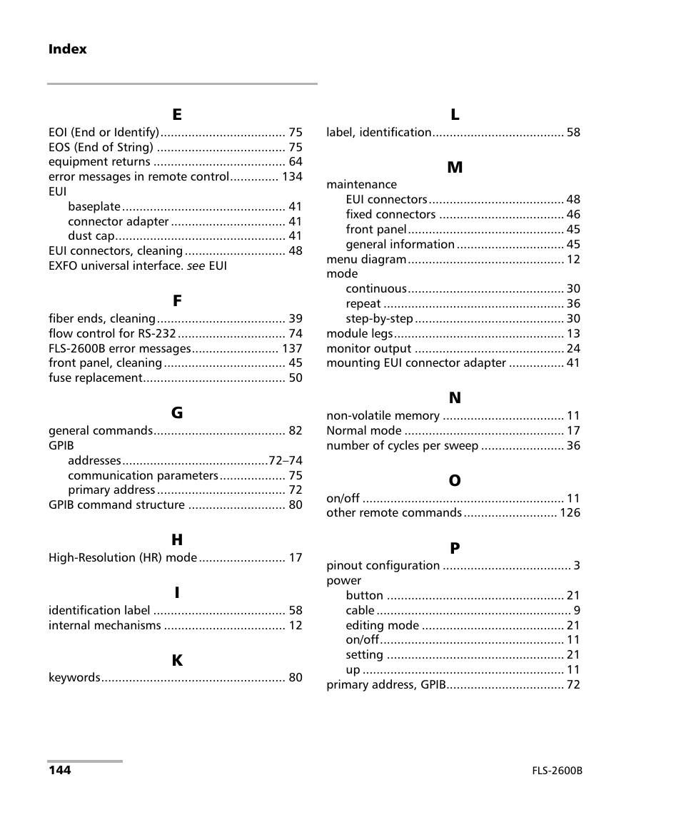 EXFO FLS-2600B Tunable Laser Source User Manual | Page 152 / 157