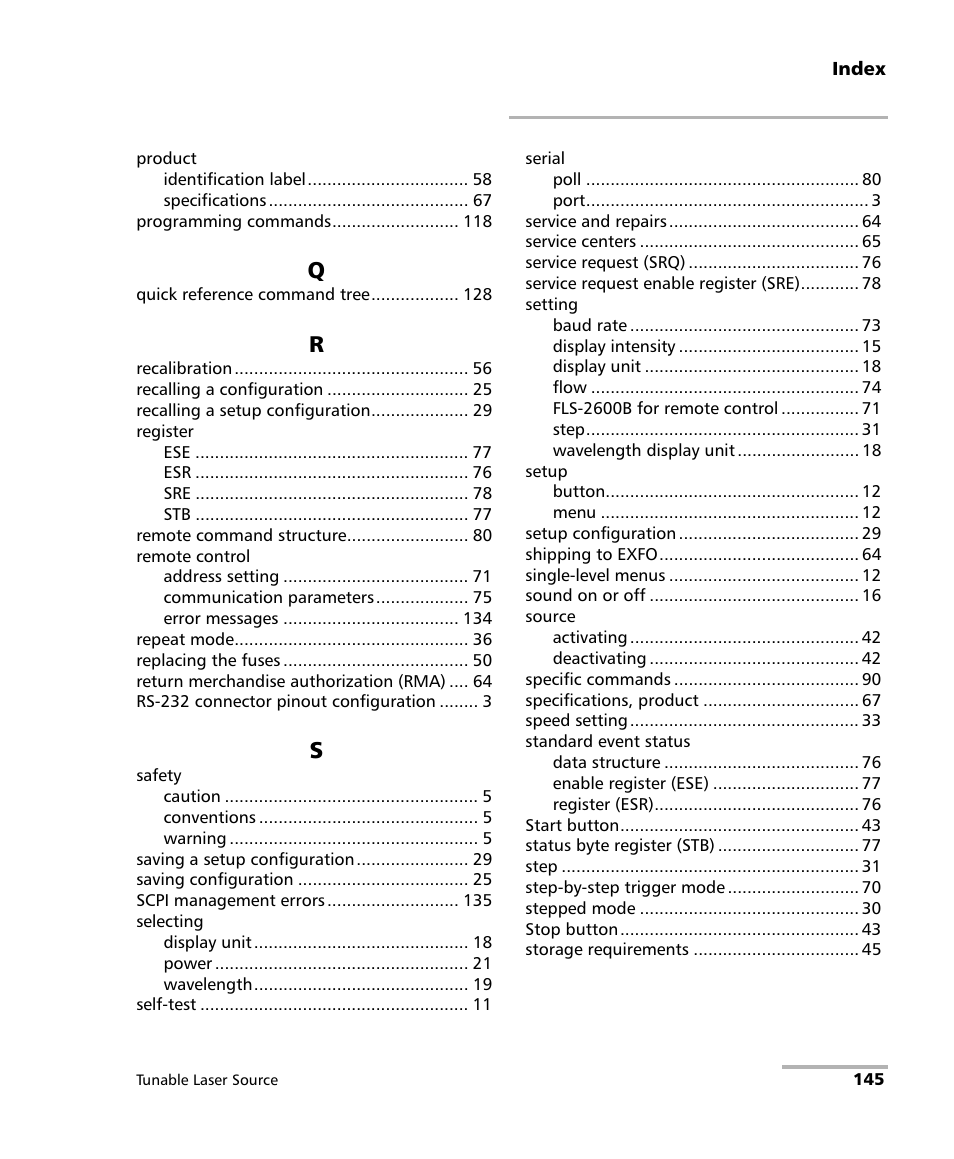 EXFO FLS-2600B Tunable Laser Source User Manual | Page 153 / 157