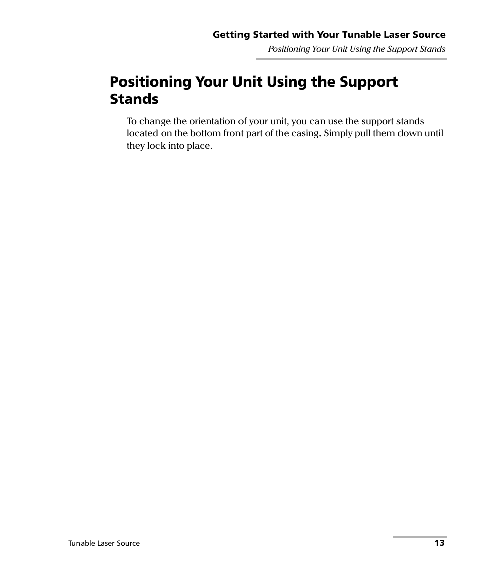 Positioning your unit using the support stands | EXFO FLS-2600B Tunable Laser Source User Manual | Page 21 / 157