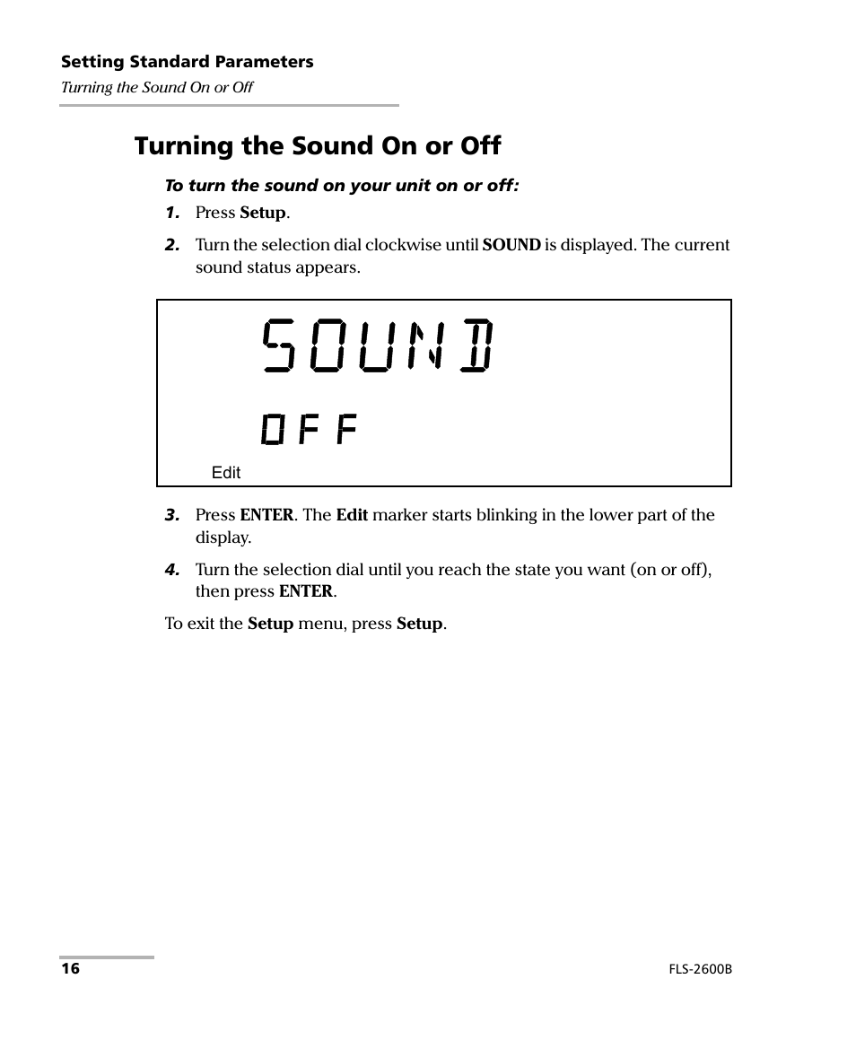 Turning the sound on or off | EXFO FLS-2600B Tunable Laser Source User Manual | Page 24 / 157