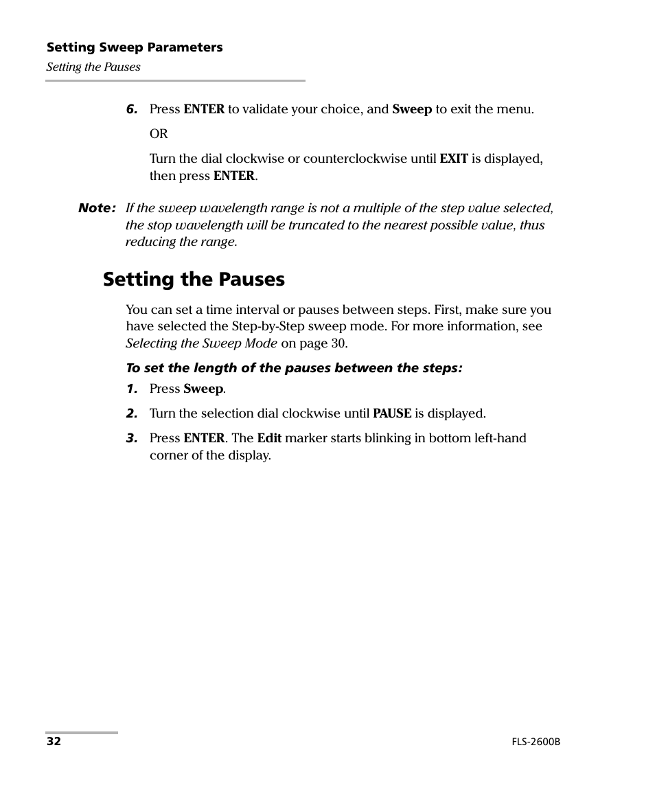 Setting the pauses | EXFO FLS-2600B Tunable Laser Source User Manual | Page 40 / 157