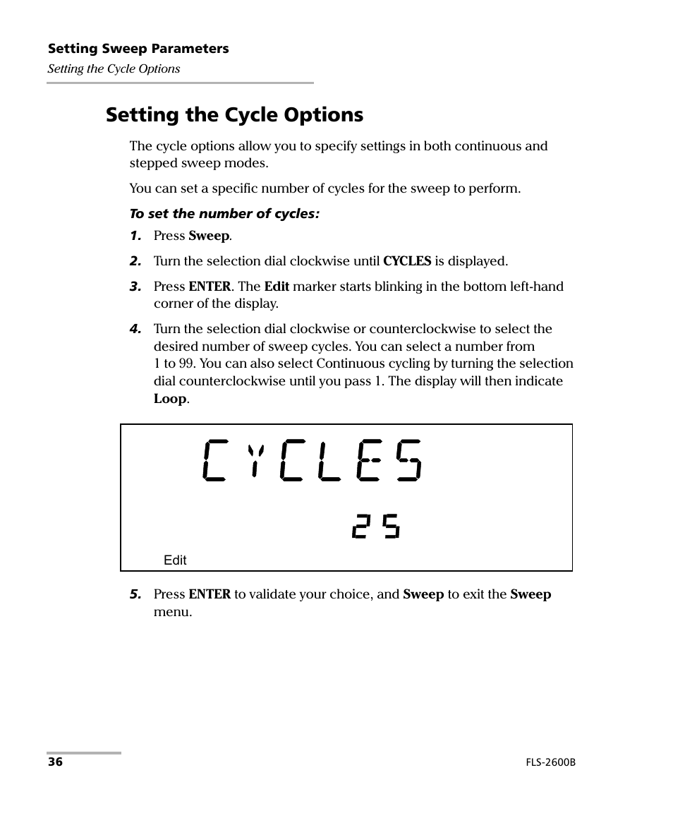 Setting the cycle options | EXFO FLS-2600B Tunable Laser Source User Manual | Page 44 / 157