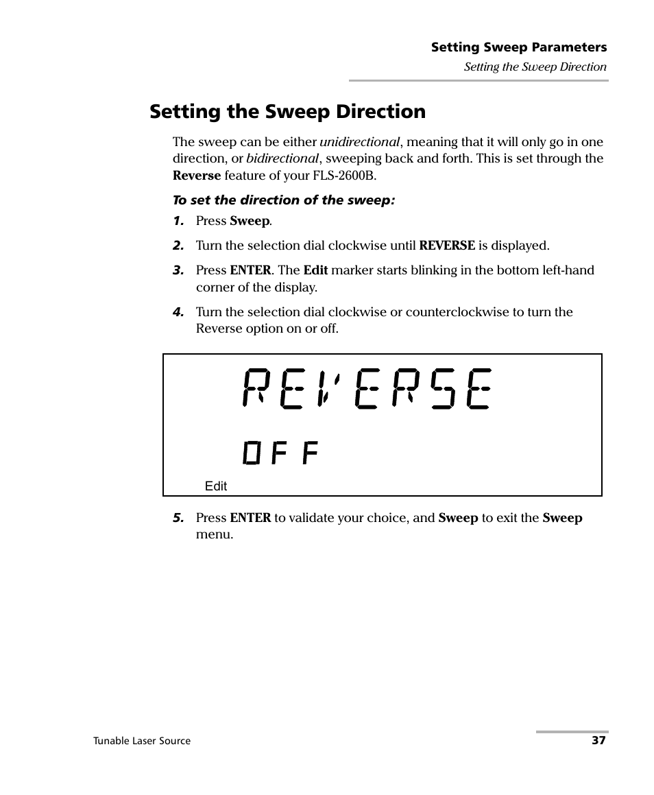Setting the sweep direction | EXFO FLS-2600B Tunable Laser Source User Manual | Page 45 / 157