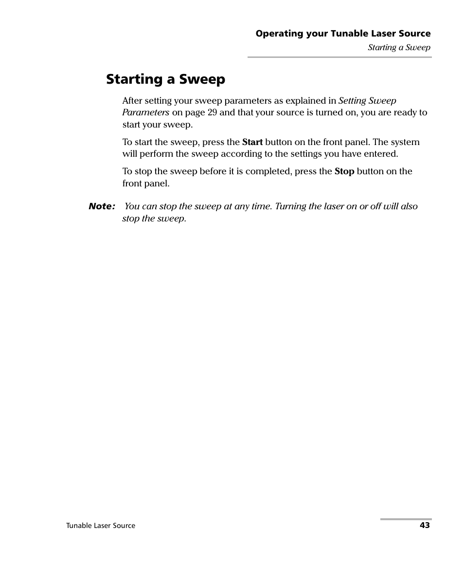 Starting a sweep | EXFO FLS-2600B Tunable Laser Source User Manual | Page 51 / 157