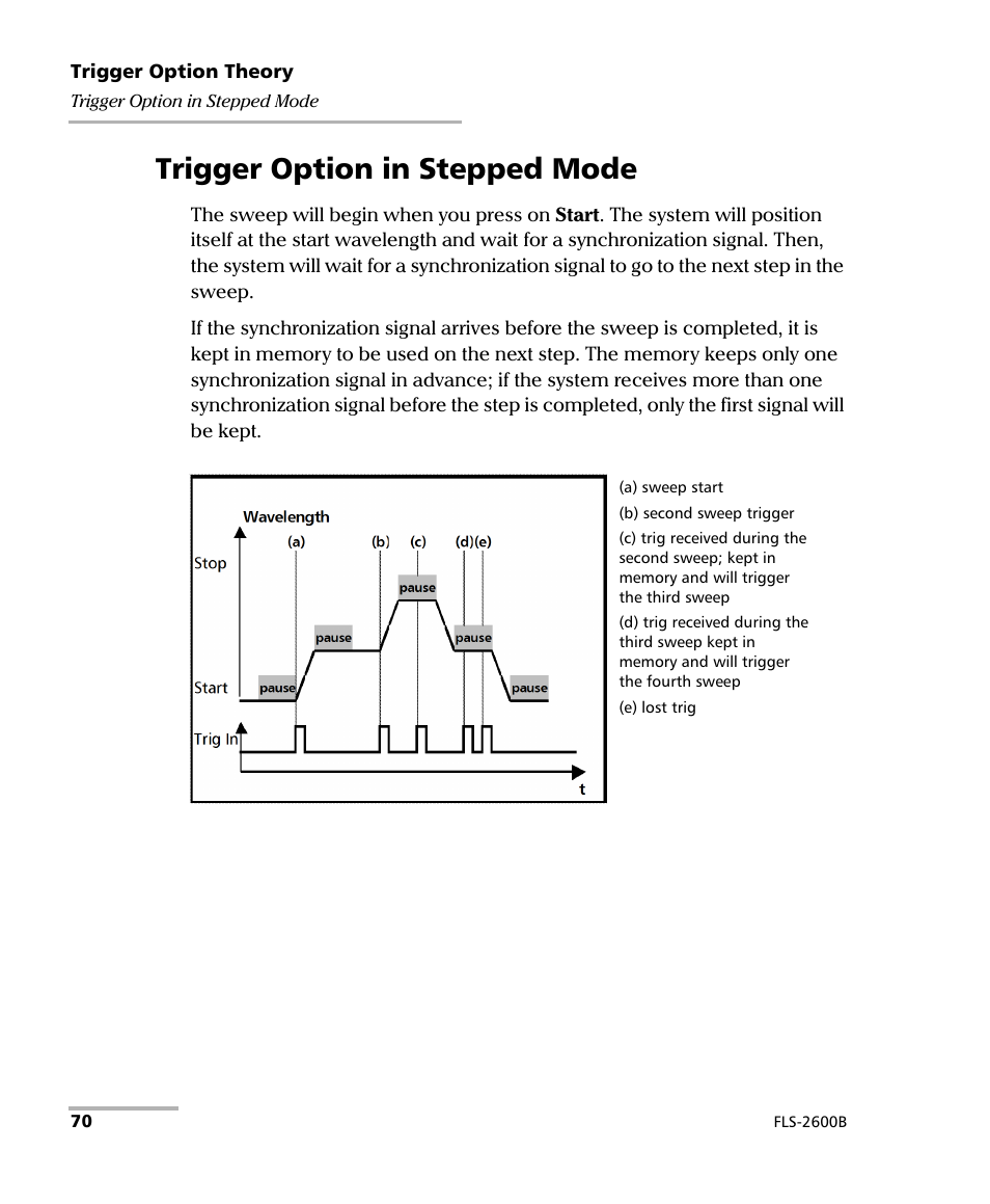 Trigger option in stepped mode | EXFO FLS-2600B Tunable Laser Source User Manual | Page 78 / 157