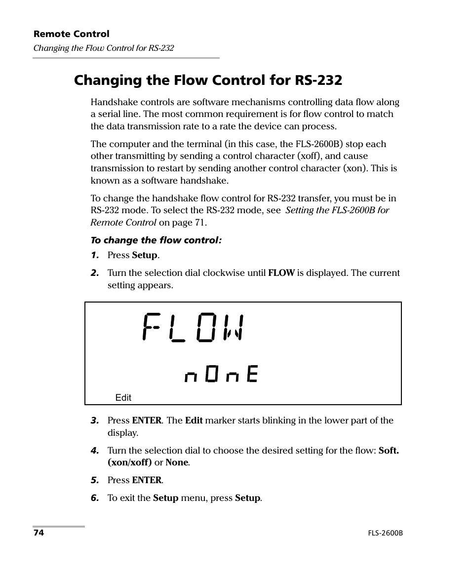 Changing the flow control for rs-232 | EXFO FLS-2600B Tunable Laser Source User Manual | Page 82 / 157