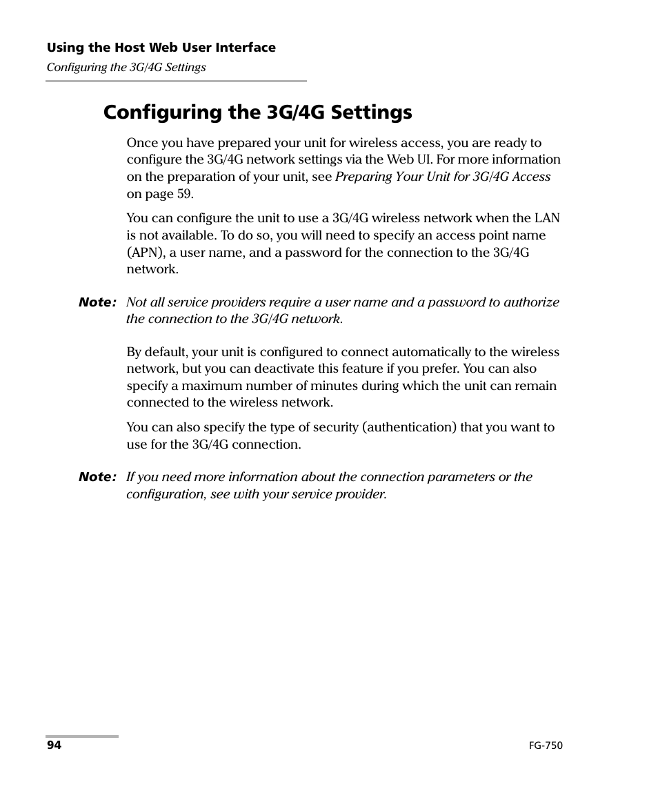 Configuring the 3g/4g settings | EXFO FG-750 User Manual | Page 108 / 338