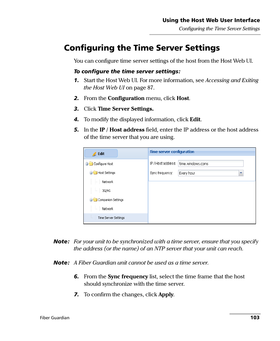 Configuring the time server settings | EXFO FG-750 User Manual | Page 117 / 338