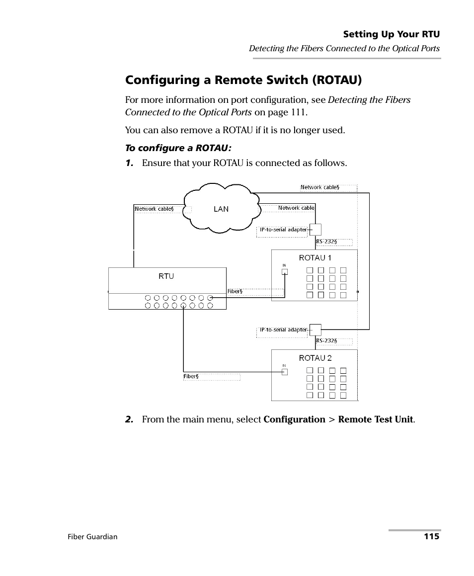 Configuring a remote switch (rotau) | EXFO FG-750 User Manual | Page 129 / 338