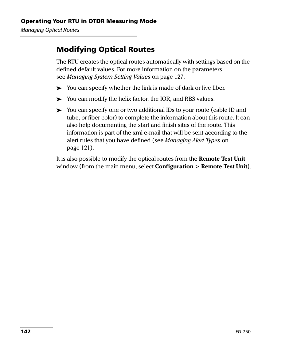 Modifying optical routes | EXFO FG-750 User Manual | Page 156 / 338