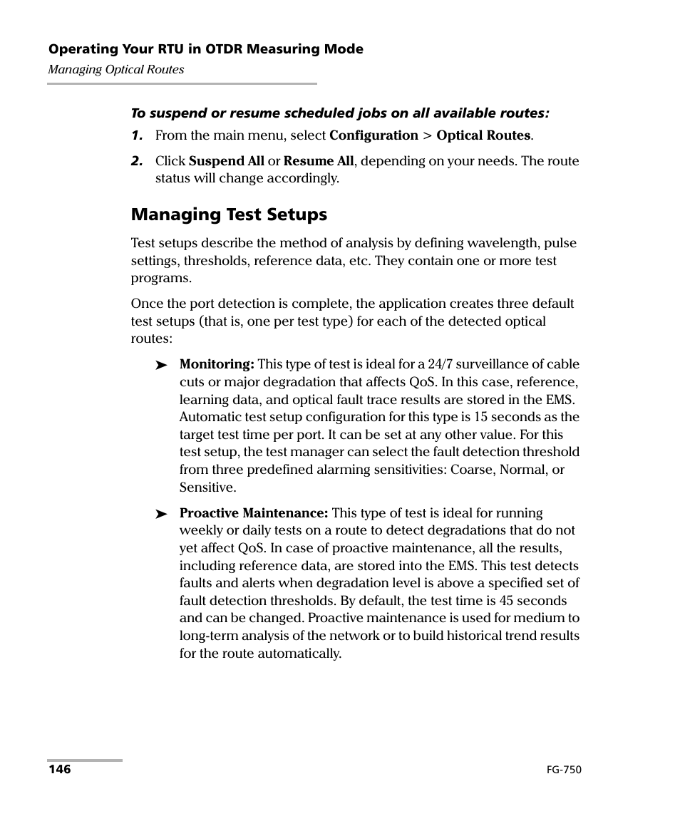 Managing test setups | EXFO FG-750 User Manual | Page 160 / 338