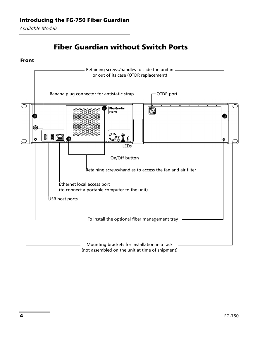 Fiber guardian without switch ports | EXFO FG-750 User Manual | Page 18 / 338