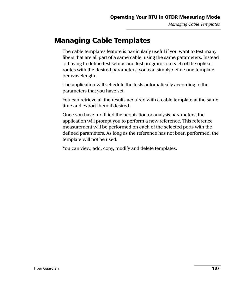 Managing cable templates | EXFO FG-750 User Manual | Page 201 / 338