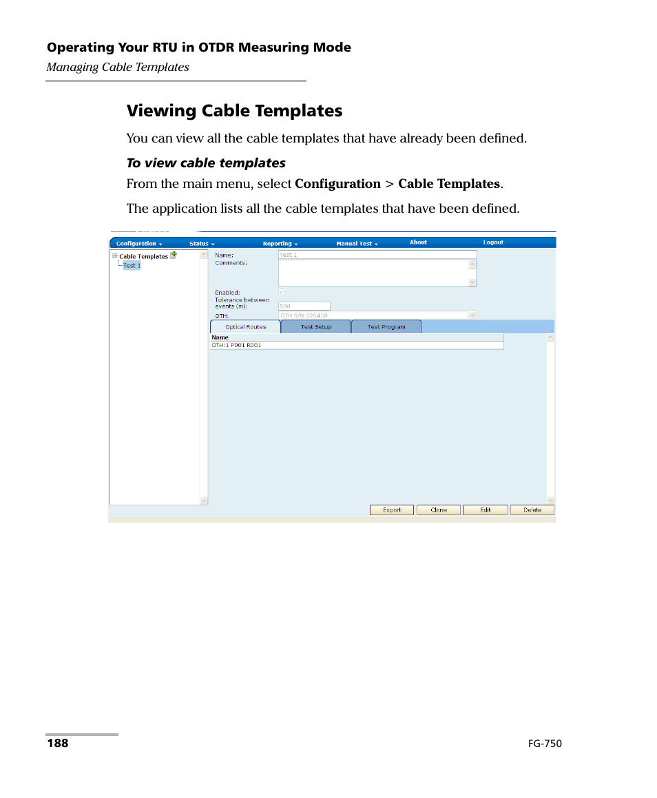 Viewing cable templates | EXFO FG-750 User Manual | Page 202 / 338