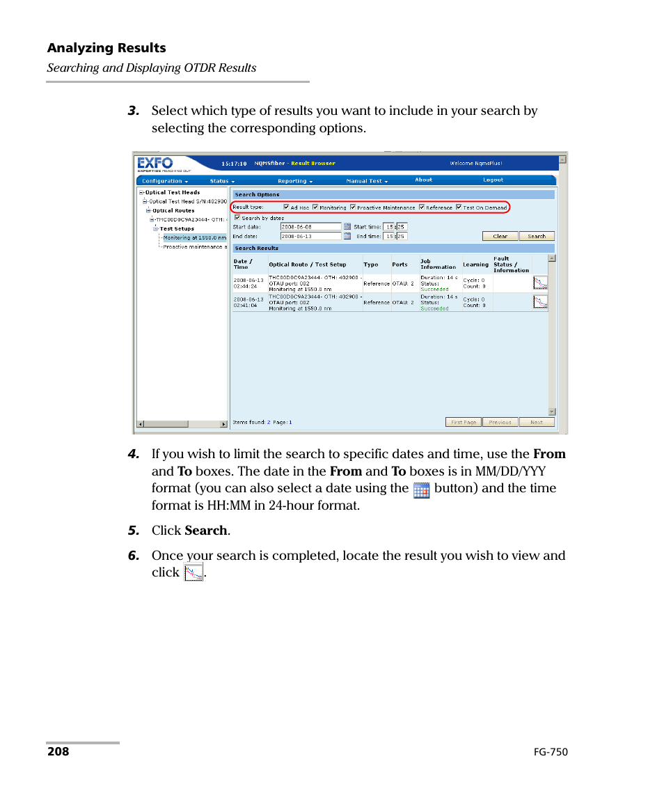 EXFO FG-750 User Manual | Page 222 / 338