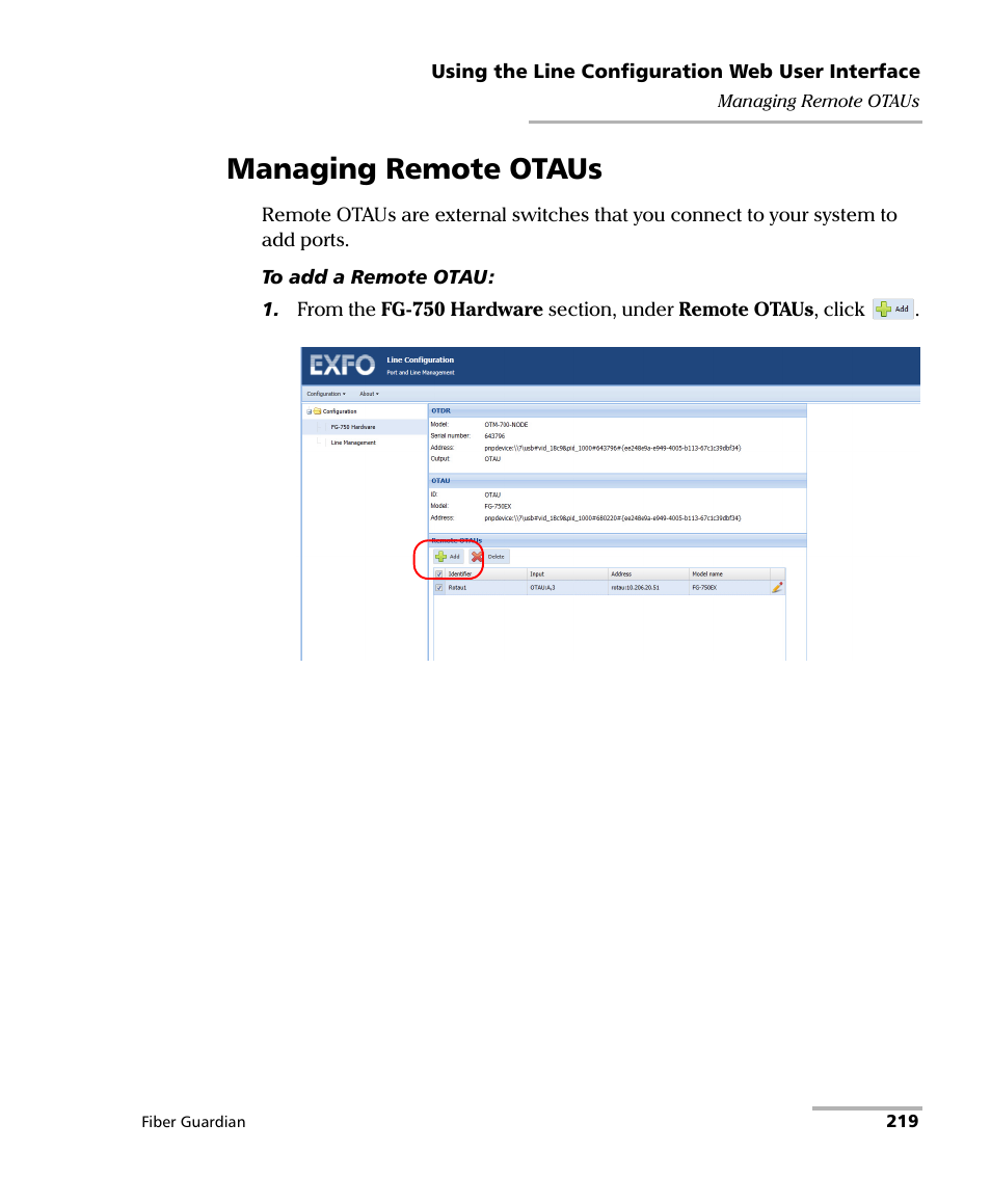 Managing remote otaus | EXFO FG-750 User Manual | Page 233 / 338