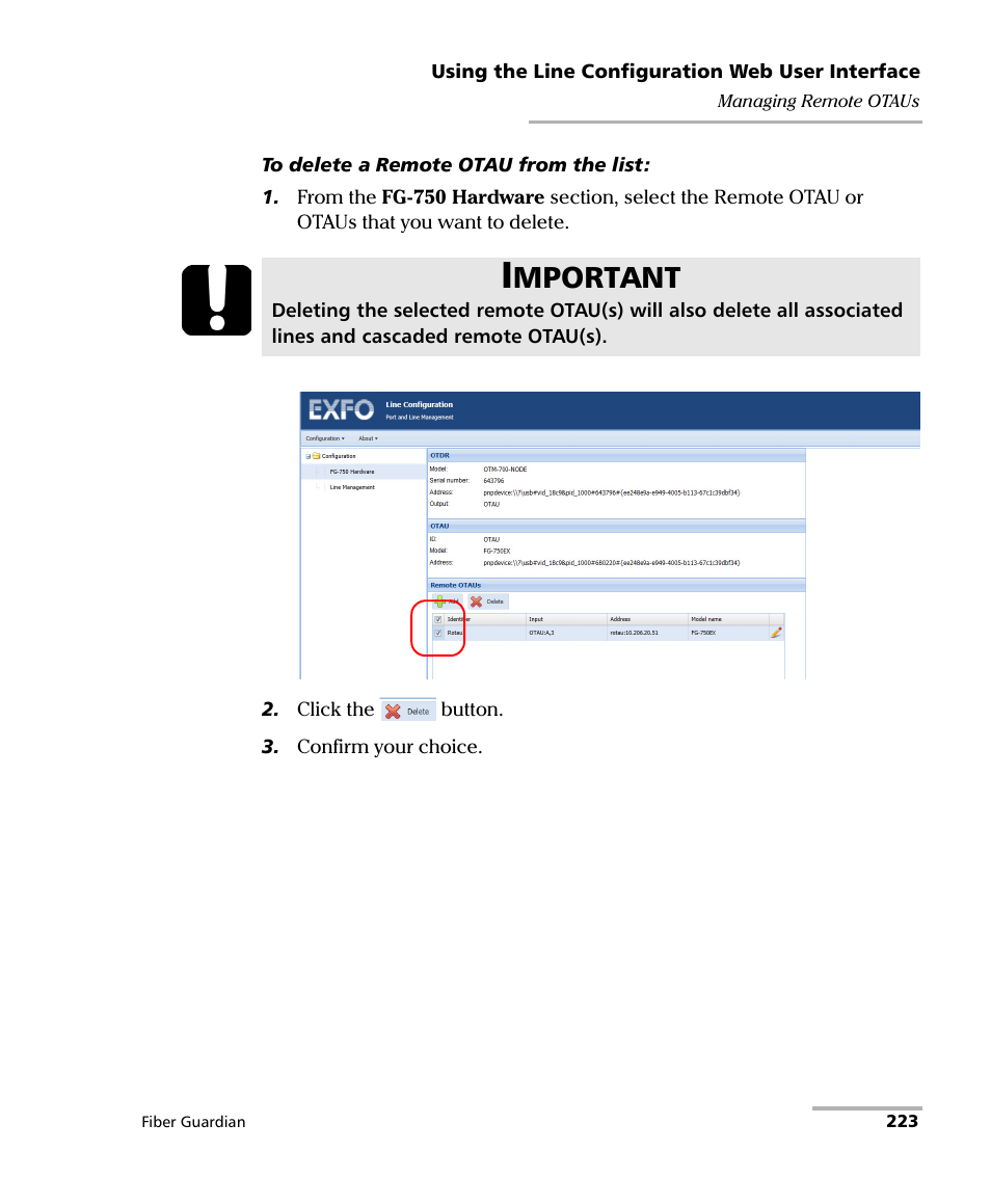 Mportant | EXFO FG-750 User Manual | Page 237 / 338