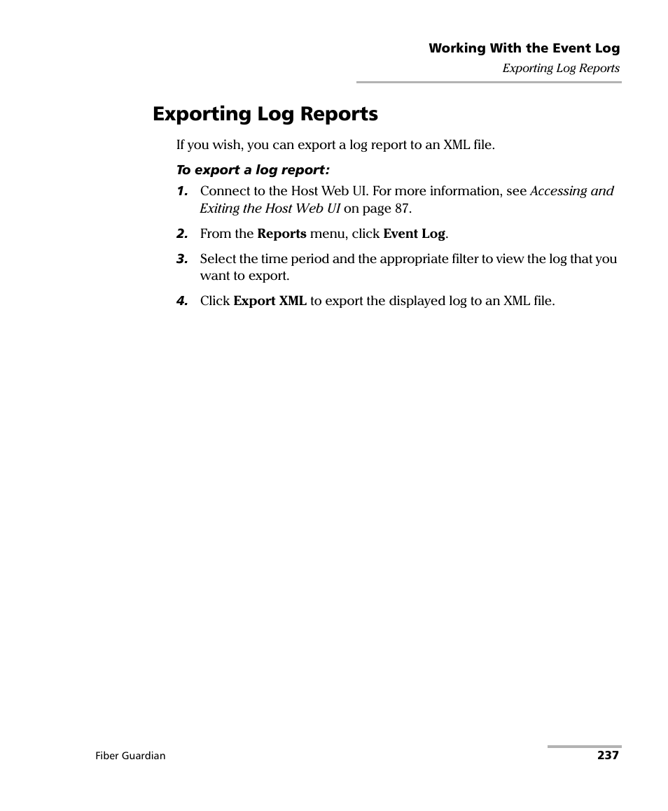 Exporting log reports | EXFO FG-750 User Manual | Page 251 / 338