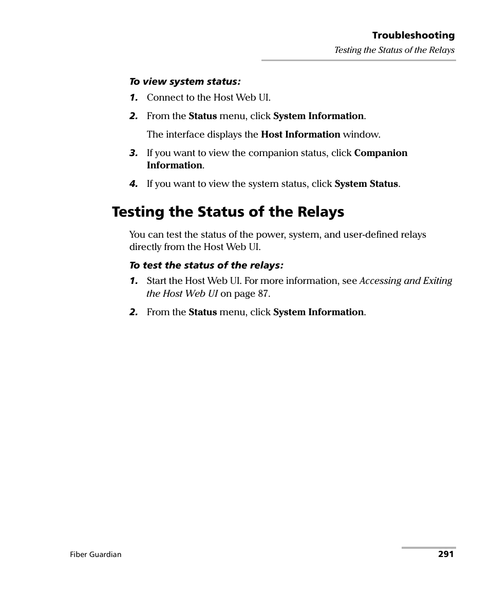 Testing the status of the relays | EXFO FG-750 User Manual | Page 305 / 338