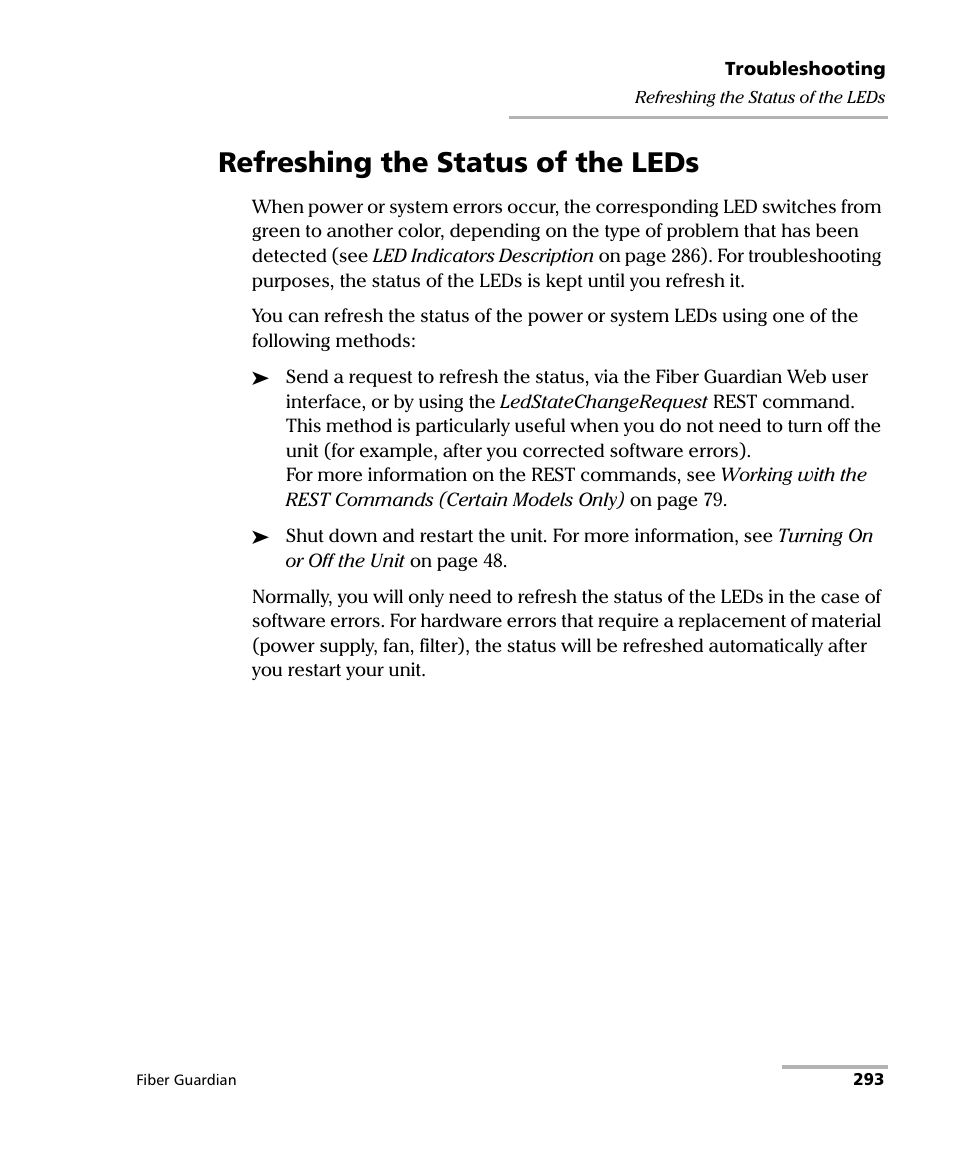 Refreshing the status of the leds | EXFO FG-750 User Manual | Page 307 / 338