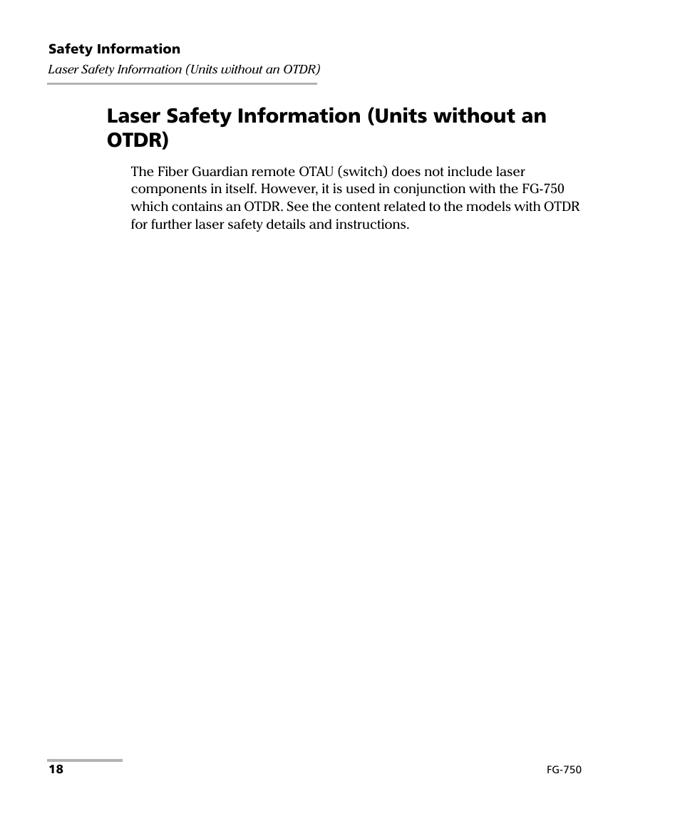 Laser safety information (units without an otdr) | EXFO FG-750 User Manual | Page 32 / 338