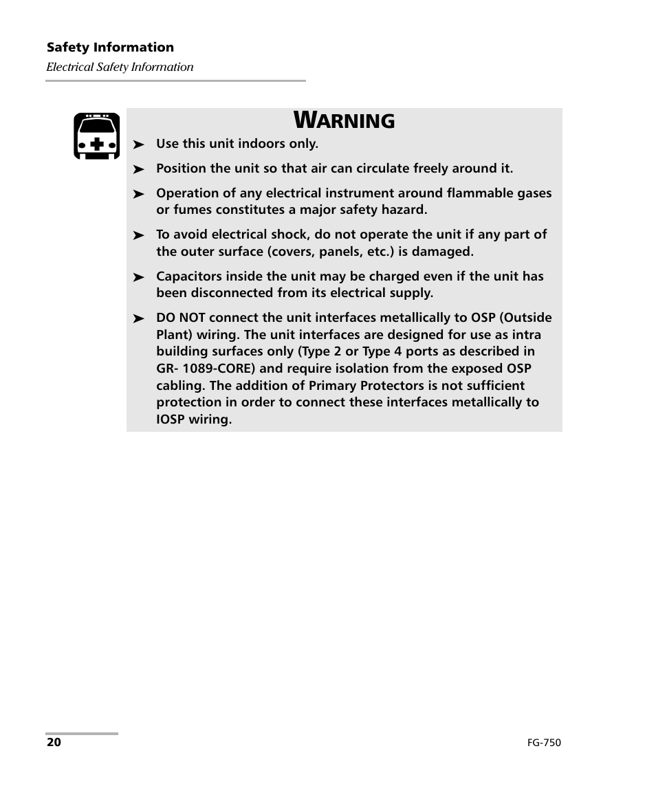 Arning | EXFO FG-750 User Manual | Page 34 / 338