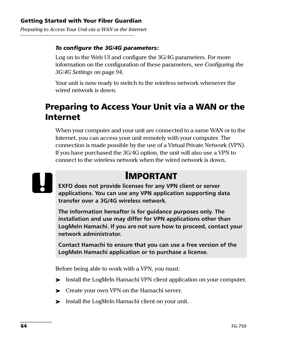 Mportant | EXFO FG-750 User Manual | Page 78 / 338