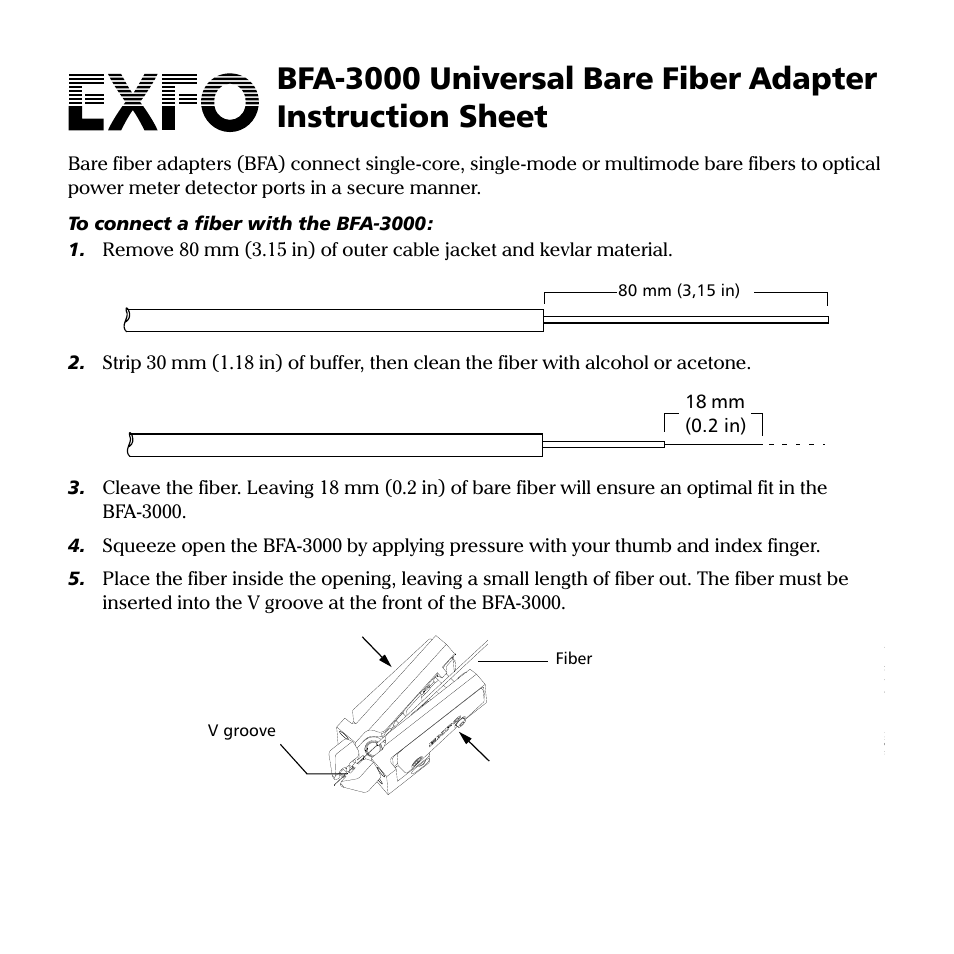 EXFO BFA-3000 Bare Fiber Adapter User Manual | 2 pages