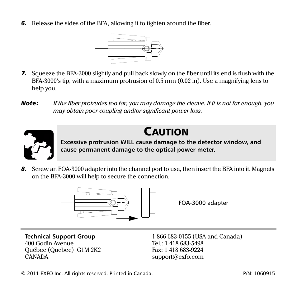 Aution | EXFO BFA-3000 Bare Fiber Adapter User Manual | Page 2 / 2