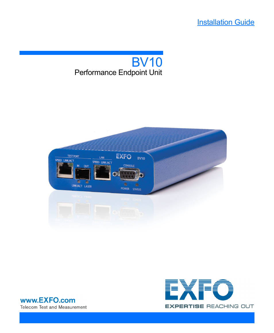 EXFO BV10 Performance Endpoint Unit User Manual | 18 pages