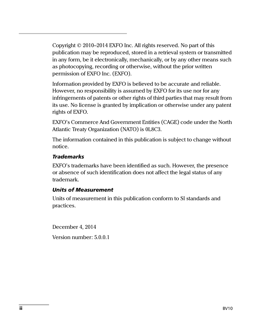 EXFO BV10 Performance Endpoint Unit User Manual | Page 2 / 18