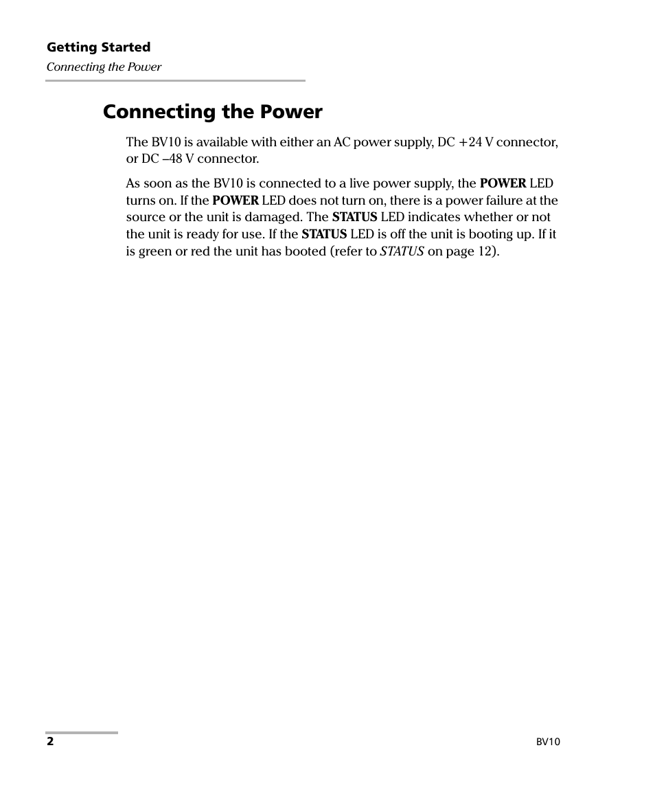 Connecting the power | EXFO BV10 Performance Endpoint Unit User Manual | Page 6 / 18