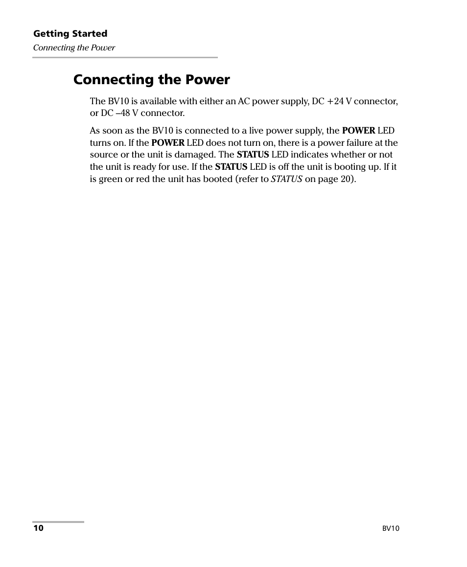 Connecting the power | EXFO BV10 Performance Endpoint Unit User Manual | Page 16 / 116