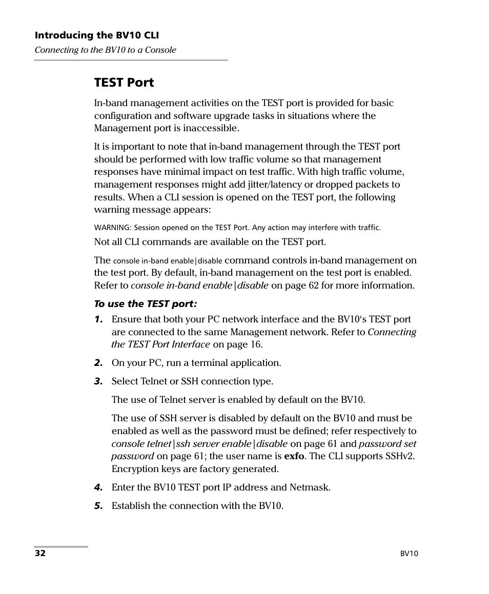 Test port | EXFO BV10 Performance Endpoint Unit User Manual | Page 38 / 116