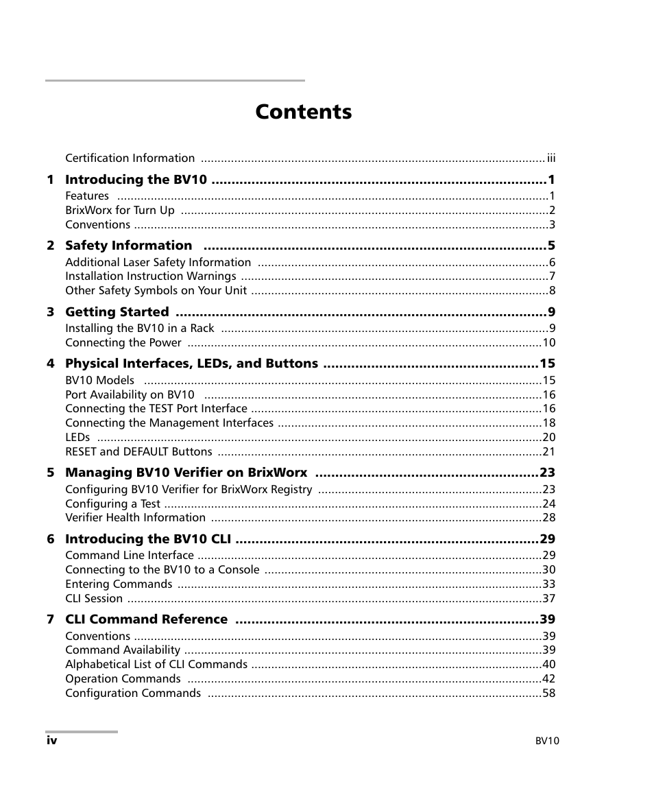 EXFO BV10 Performance Endpoint Unit User Manual | Page 4 / 116