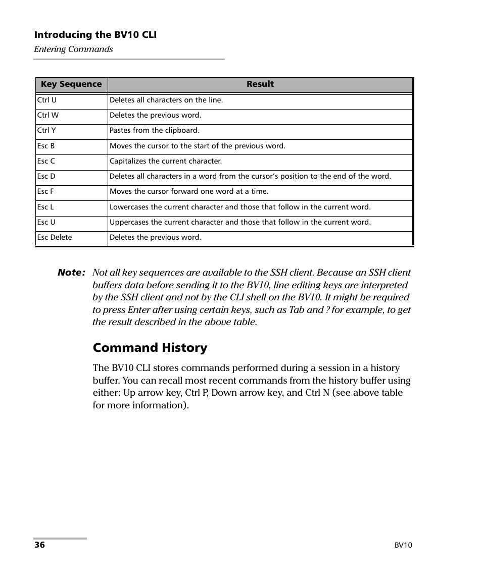 Command history | EXFO BV10 Performance Endpoint Unit User Manual | Page 42 / 116