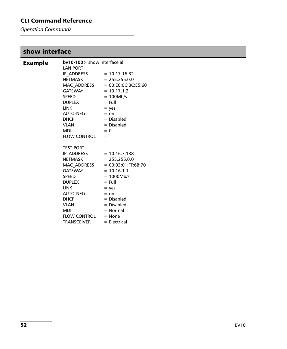 Show interface | EXFO BV10 Performance Endpoint Unit User Manual | Page 58 / 116
