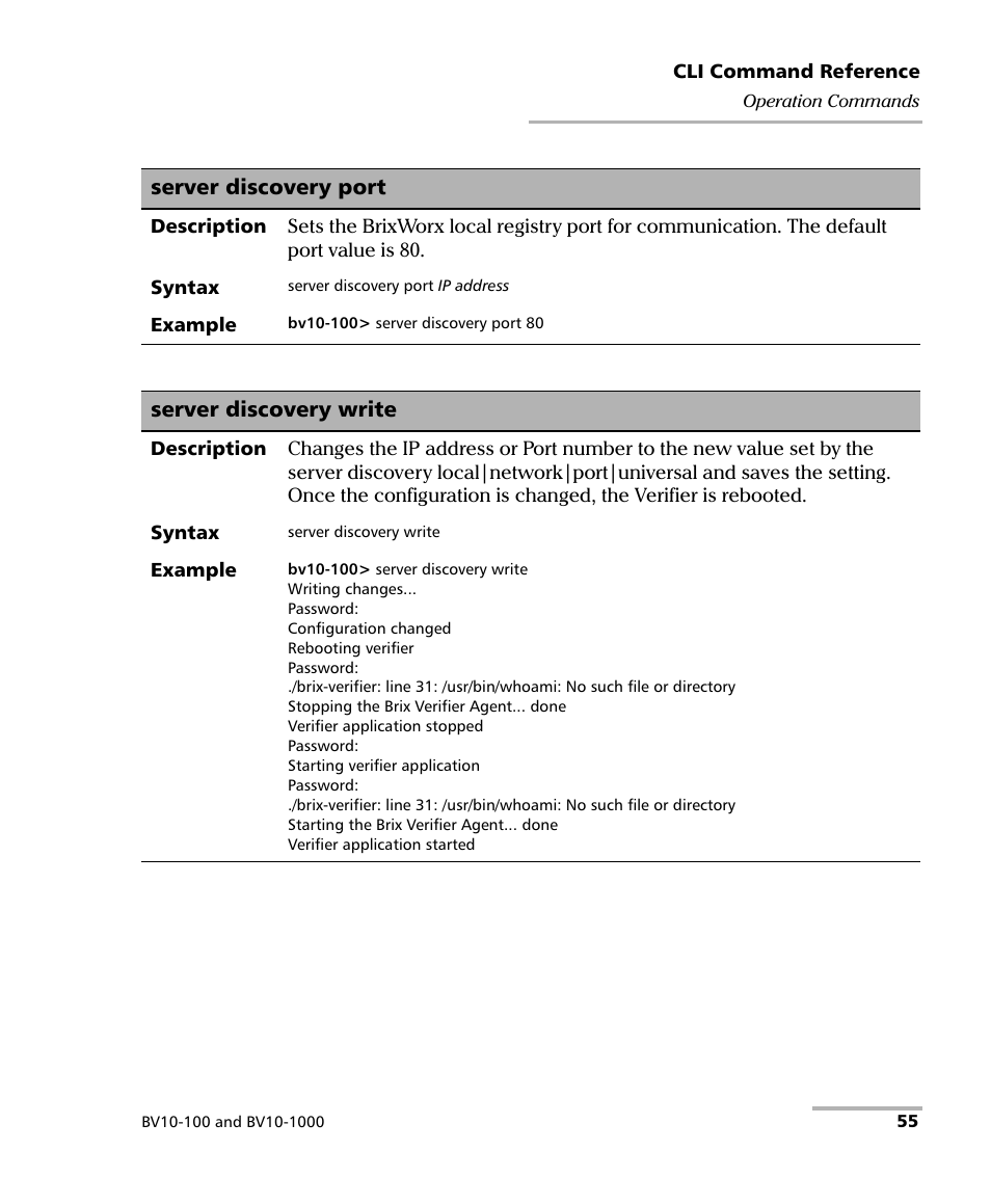 Server discovery port, Server discovery write | EXFO BV10 Performance Endpoint Unit User Manual | Page 61 / 116