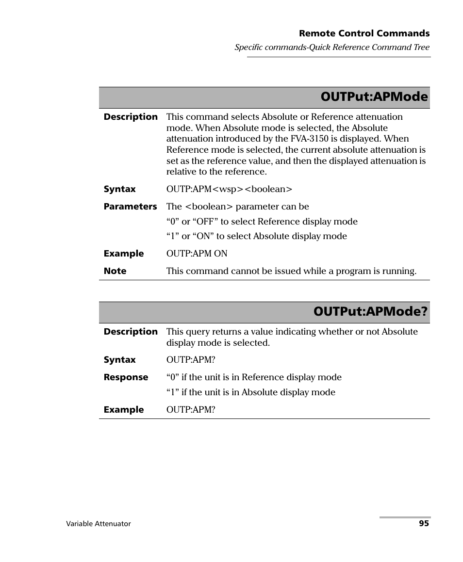 Output:apmode | EXFO FVA-3150 Variable Attenuator User Manual | Page 101 / 115
